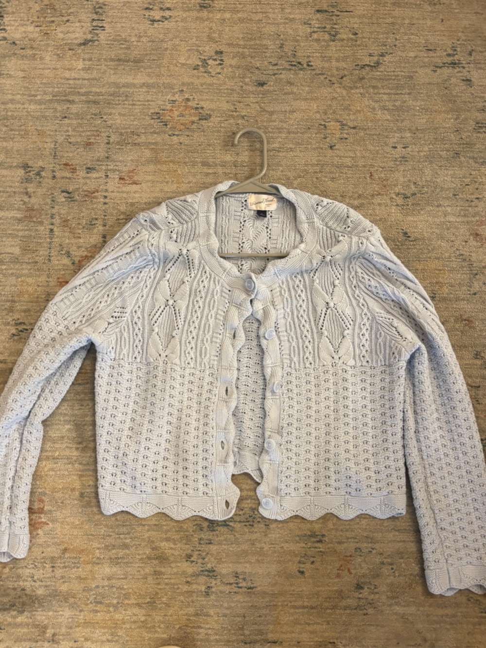 Universal Thread Light Blue Knit Scallop-Edge Cardigan